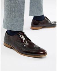 ASOS DESIGN Brogue Shoes In Burgundy Leather With Sole