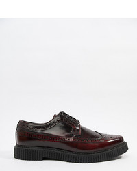 ASOS DESIGN Brogue Shoes With Creeper Sole In Burgundy Leather