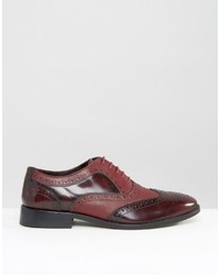 Asos Brouge Shoes In Burgundy Leather
