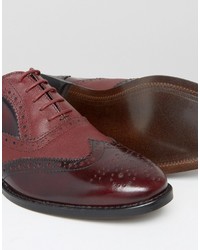 Asos Brouge Shoes In Burgundy Leather