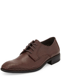 Neiman Marcus Firenze Perforated Leather Derby Shoe Burgundy