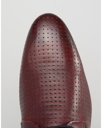 Asos Lace Up Shoes In Burgundy Leather With Perforation