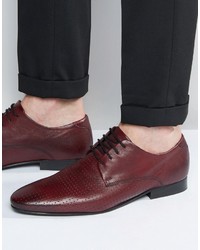 Asos Lace Up Shoes In Burgundy Leather With Perforation