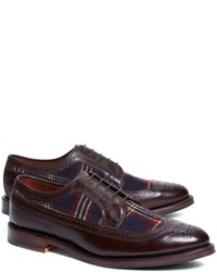 Brooks Brothers Leather And Wool Brogues With Signature Tartan