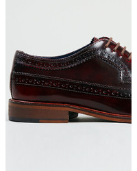 Topman Delta Longwing Burgundy Leather Brogues