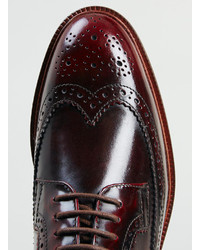 Topman Delta Longwing Burgundy Leather Brogues