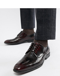 ASOS DESIGN Wide Fit Brogue Shoes In Burgundy Leather