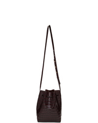 Mansur Gavriel Burgundy Croc Mini Bucket Bag