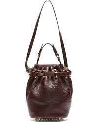 Alexander Wang Burgundy Leather Studded Diego Bucket Bag