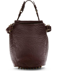 Alexander Wang Burgundy Leather Studded Diego Bucket Bag