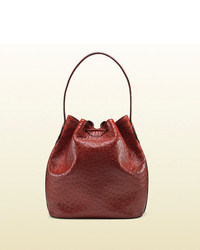 Gucci Lady Tassel Ostrich Bucket Bag