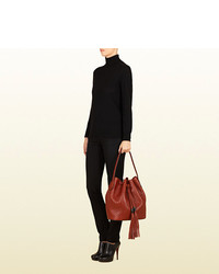 Gucci Lady Tassel Ostrich Bucket Bag