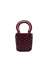 Staud Red Moreau Mini Leather Bucket Bag