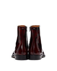 Maison Margiela Burgundy And Black Zip Boots