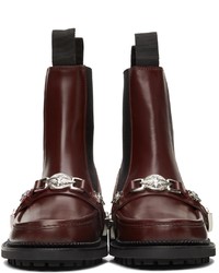 Toga Virilis Burgundy Polished Leather Moc Chelsea Boots