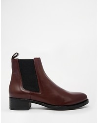 Dune Peppie Burgundy Leather Flat Chelsea Boots