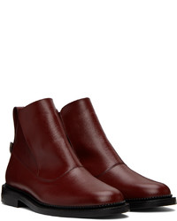 Toga Virilis Red Leather Chelsea Boots