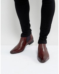 Silver Street Paisley Chelsea Boots In Burgundy Leather