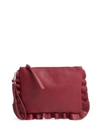 Sole Society Adelina Faux Leather Ruffle Clutch