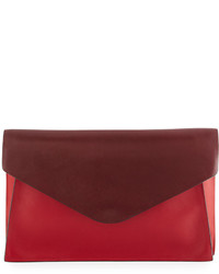 Valentino Leather Envelope Clutch Bag Burgundy