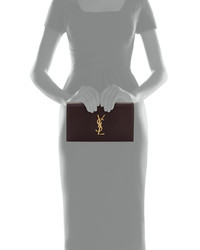 Saint Laurent Monogram Kate Leather Clutch Bag Bordeaux
