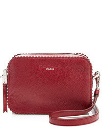 Rochas Small Textured Leather Shoulder Bag Burgundy