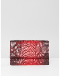 PrettyLittleThing Snake Clutch Bag In Red