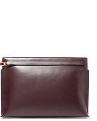 Loewe T Two Tone Leather Pouch Merlot