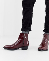 Burgundy Leather Cowboy Boots