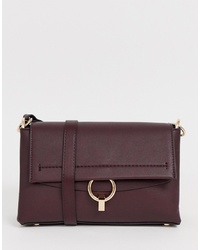 Mango Across Body Bag With Ring Front In Burgundy