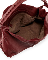 Bottega Veneta Cervo Large Leather Shoulder Bag Bordeaux