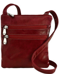 David King Leather 3734 Florentine 3 Zip Cross Body Bag