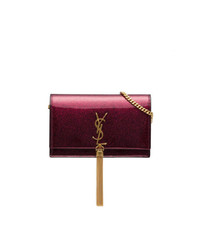 Saint Laurent Pink Patent Leather Glitter Tassel Bag