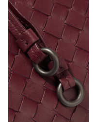 Bottega Veneta Saddle Small Intrecciato Leather Shoulder Bag Burgundy