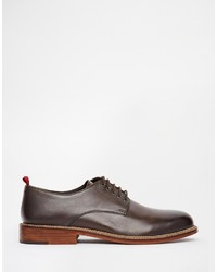 Asos Brand Derby Shoes In Brown Leather With Leather Sole