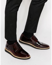 Asos Brand Derby Shoes In Burgundy Leather