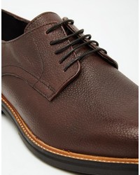 Asos Brand Derby Shoes In Burgundy Scotchgrain Leather