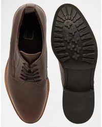 Asos Brand Derby Shoes In Burgundy Scotchgrain Leather