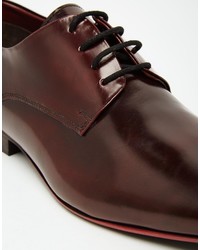 Asos Brand Derby Shoes In Patent With Red Sole Flash