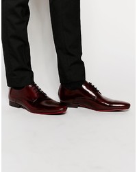 Asos Brand Derby Shoes In Patent With Red Sole Flash