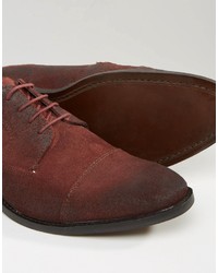 Asos Derby Shoes In Waxy Burnished Burgundy Leather