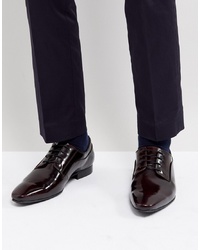 Dune Lace Up Derby Shoes In Burgundy High Shine