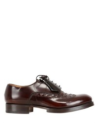 Mahogany Wood Leather Oxford Shoes