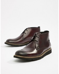 Original Penguin Leather Lace Up Boots In Oxblood