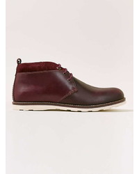Topman Burgundy Leather Chukka Boots
