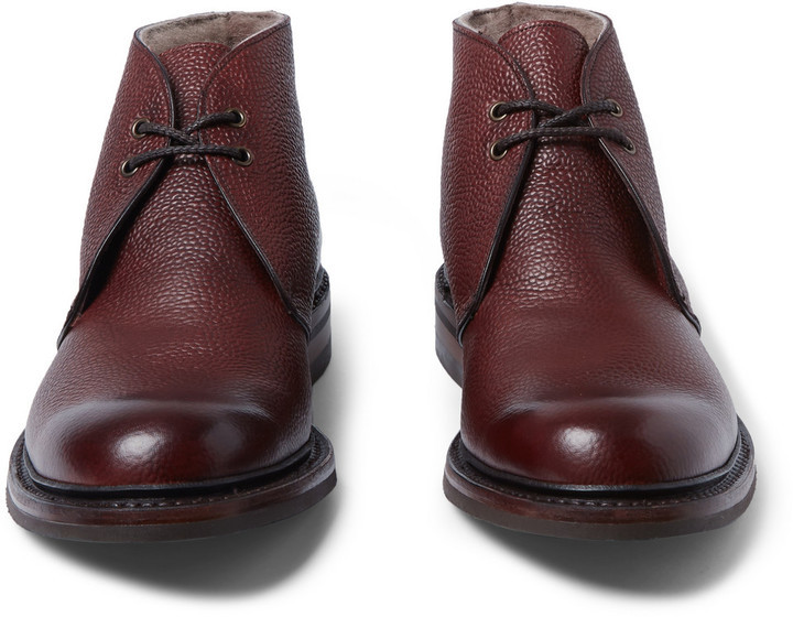 Cheaney Wool Lined Pebble Grain Leather Chukka Boots, $660 | MR PORTER ...