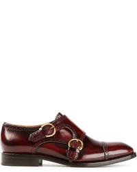 Burgundy Leather Double Monks