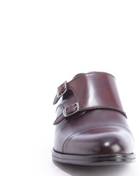 A. Testoni Basic Burgundy Leather Monk Strap Loafers