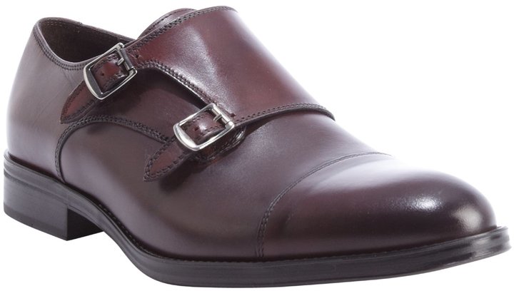 A. Testoni Basic Burgundy Leather Monk Strap Loafers, $458 | Belle ...