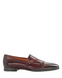 Santoni Hand Painted Leather Monk Strap Loafers